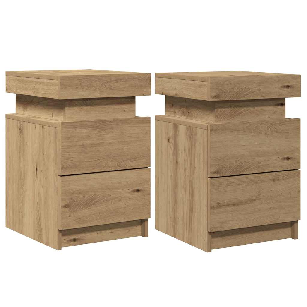 vidaXL Κομοδίνα 2 τεμ. Αρτισιανή Δρυς 35x39x55 εκ. από Επεξεργ. Ξύλο