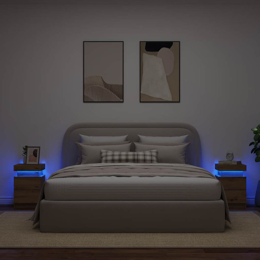 vidaXL Κομοδίνα 2 τεμ. Αρτισιανή Δρυς 35x39x55 εκ. από Επεξεργ. Ξύλο