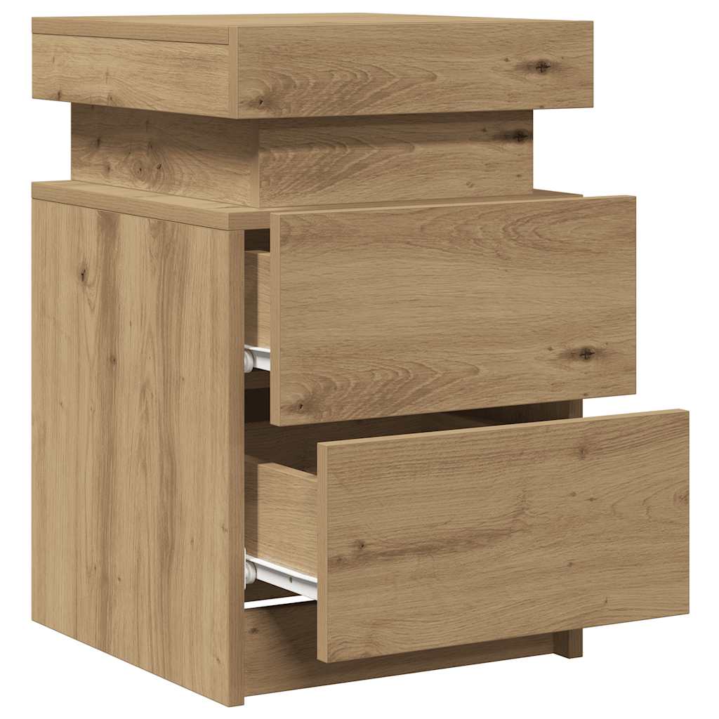 vidaXL Κομοδίνα 2 τεμ. Αρτισιανή Δρυς 35x39x55 εκ. από Επεξεργ. Ξύλο