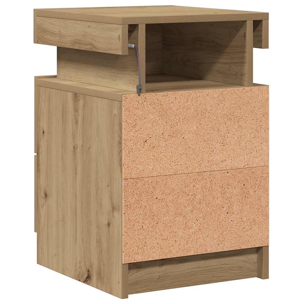 vidaXL Κομοδίνα 2 τεμ. Αρτισιανή Δρυς 35x39x55 εκ. από Επεξεργ. Ξύλο