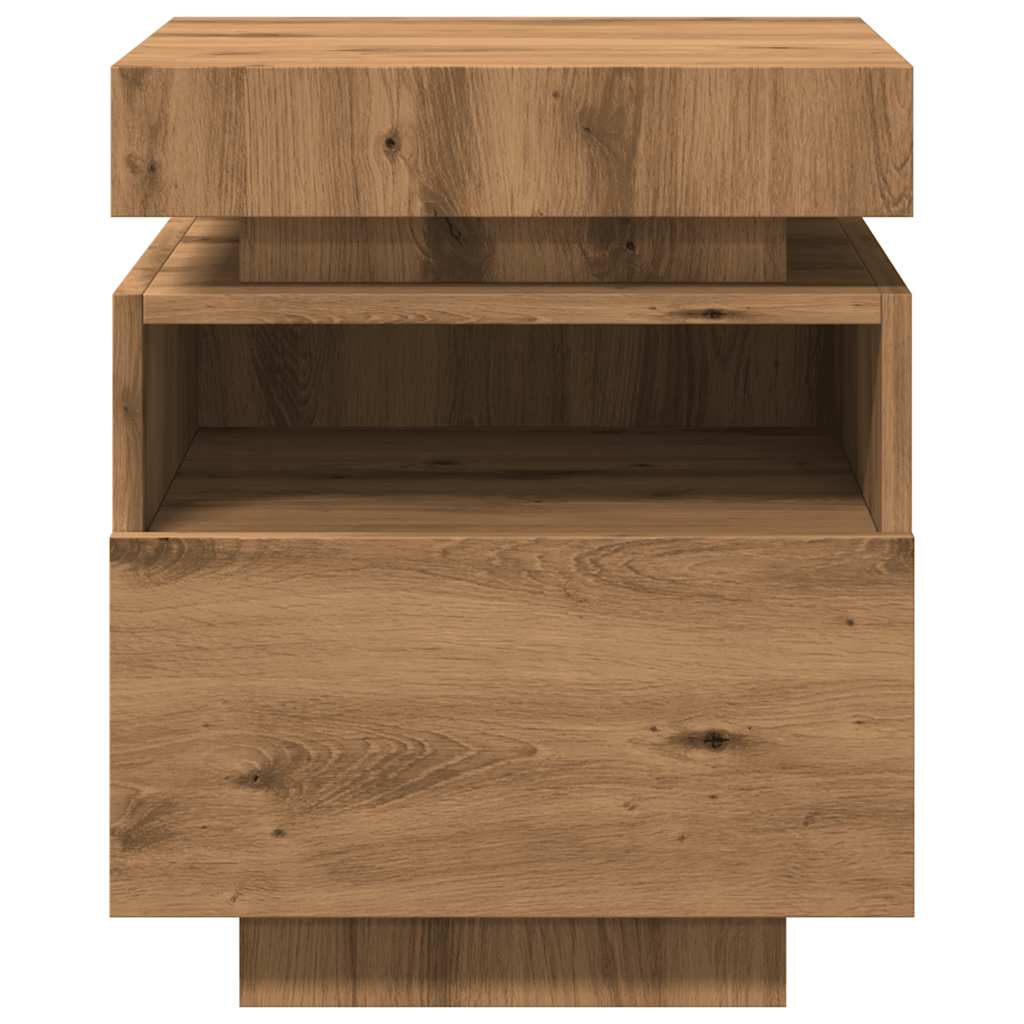 vidaXL Κομοδίνα με φώτα LED 2 τεμ Artisan Oak 40x39x48,5 cm