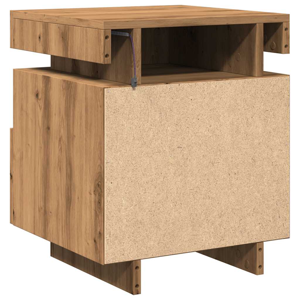 vidaXL Κομοδίνα με φώτα LED 2 τεμ Artisan Oak 40x39x48,5 cm