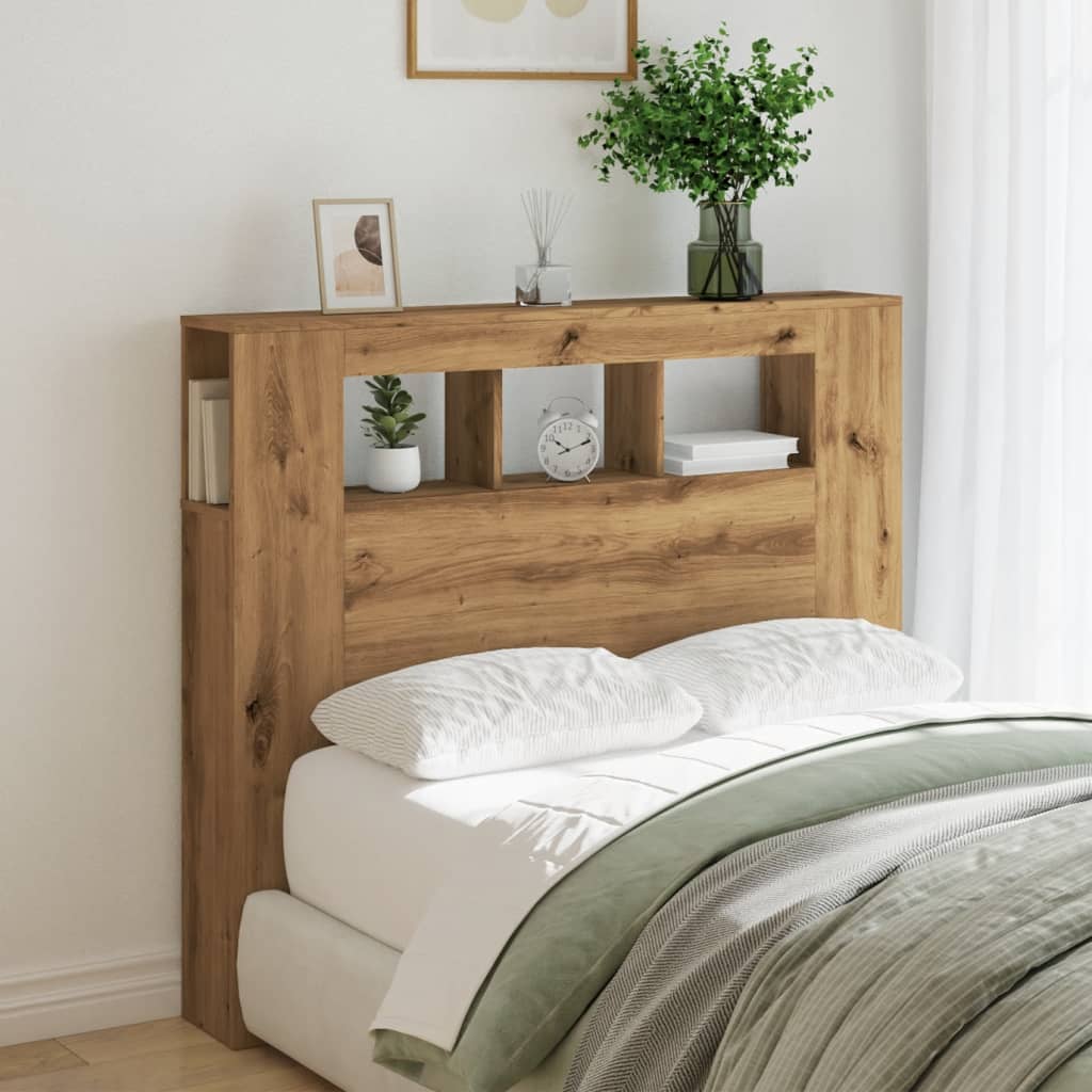 vidaXL LED κεφαλάρι Artisan Oak 120x18,5x103,5 cm Κατασκευασμένο ξύλο