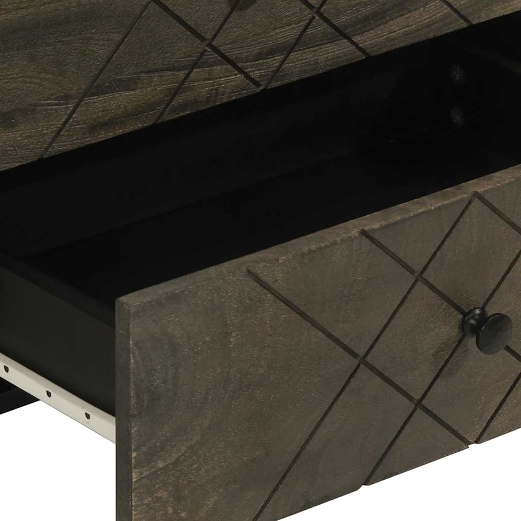 vidaXL Κομοδίνο μαύρο 50x33x62 cm μασίφ ξύλο Μάνγκο