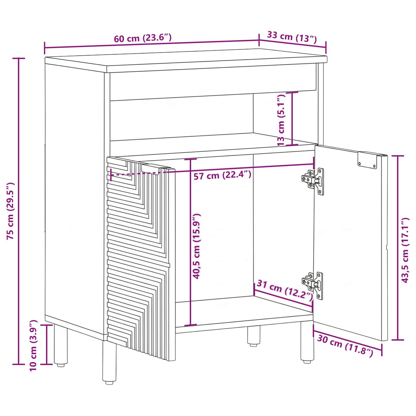 vidaXL Πλαϊνό γραφείο με ράφι Καφέ 60 x 33 x 75 εκ Στερεό ξύλο μάνγκο