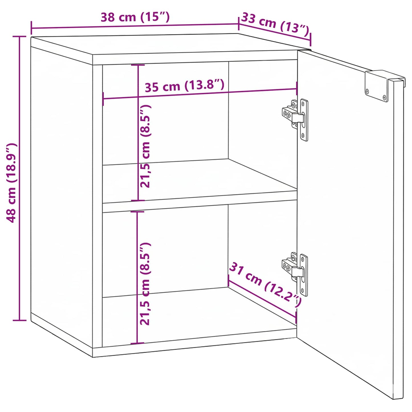 vidaXL Ντουλάπα Νιπτήρα Mπάνιου Λευκό 38 x 33 x 48 εκ