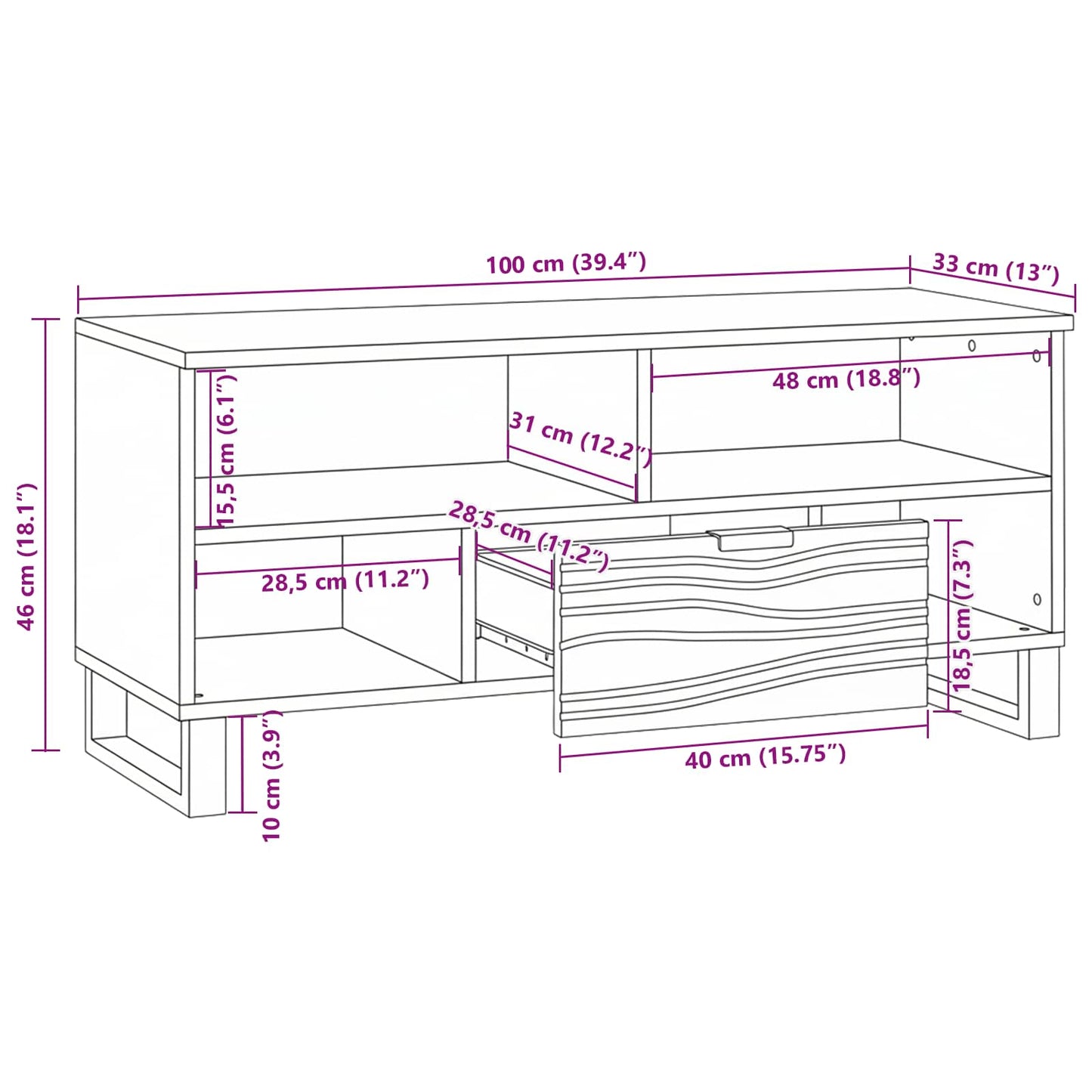 vidaXL Μονάδες TV Καρυδιά 105 x 33 x 46 εκ. Επεξεργασμένο ξύλο