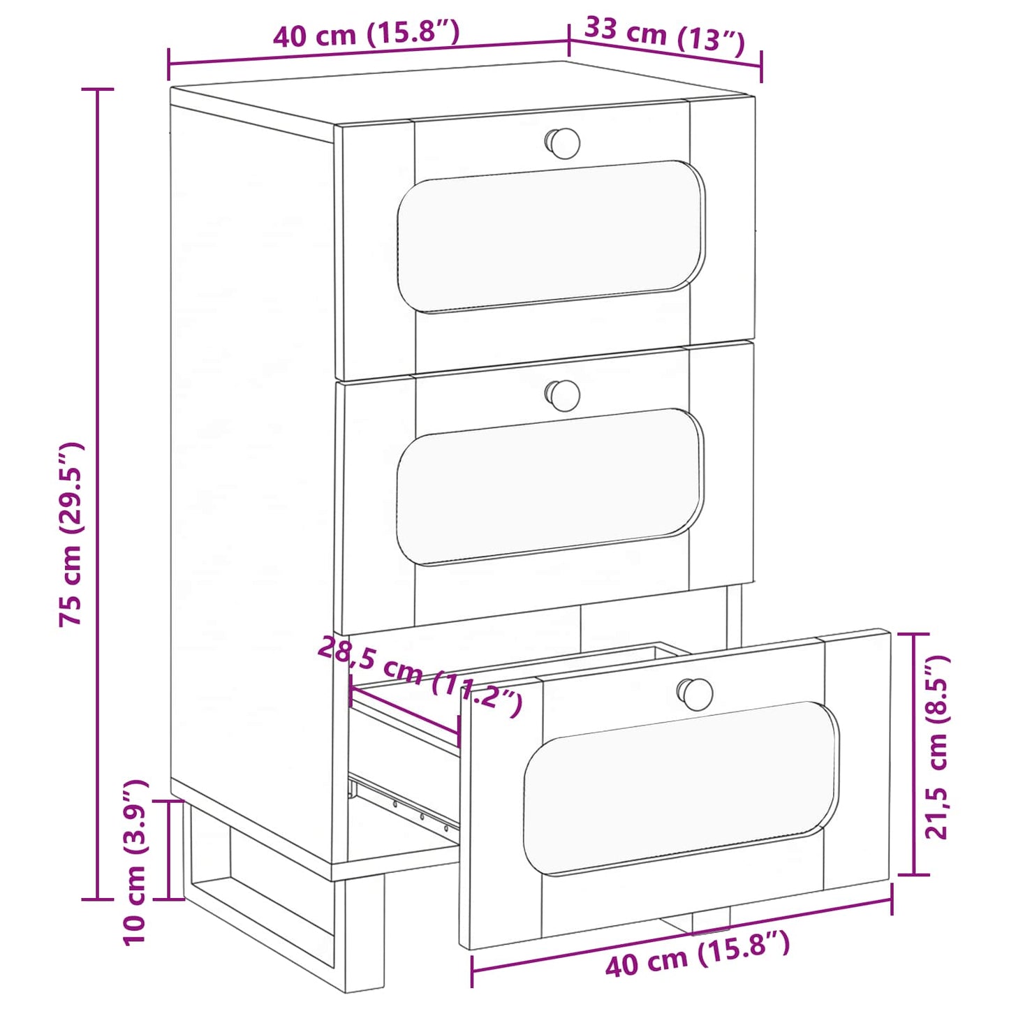 vidaXL Πλαϊνό γραφείο Καφέ 40 x 33 x 75 εκ. Στερεό ξύλο μάνγκο