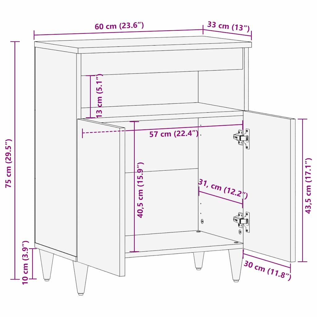 vidaXL Πλαϊνό γραφείο Ανοιχτό καφέ 33.5 x 60 x 75 εκ
