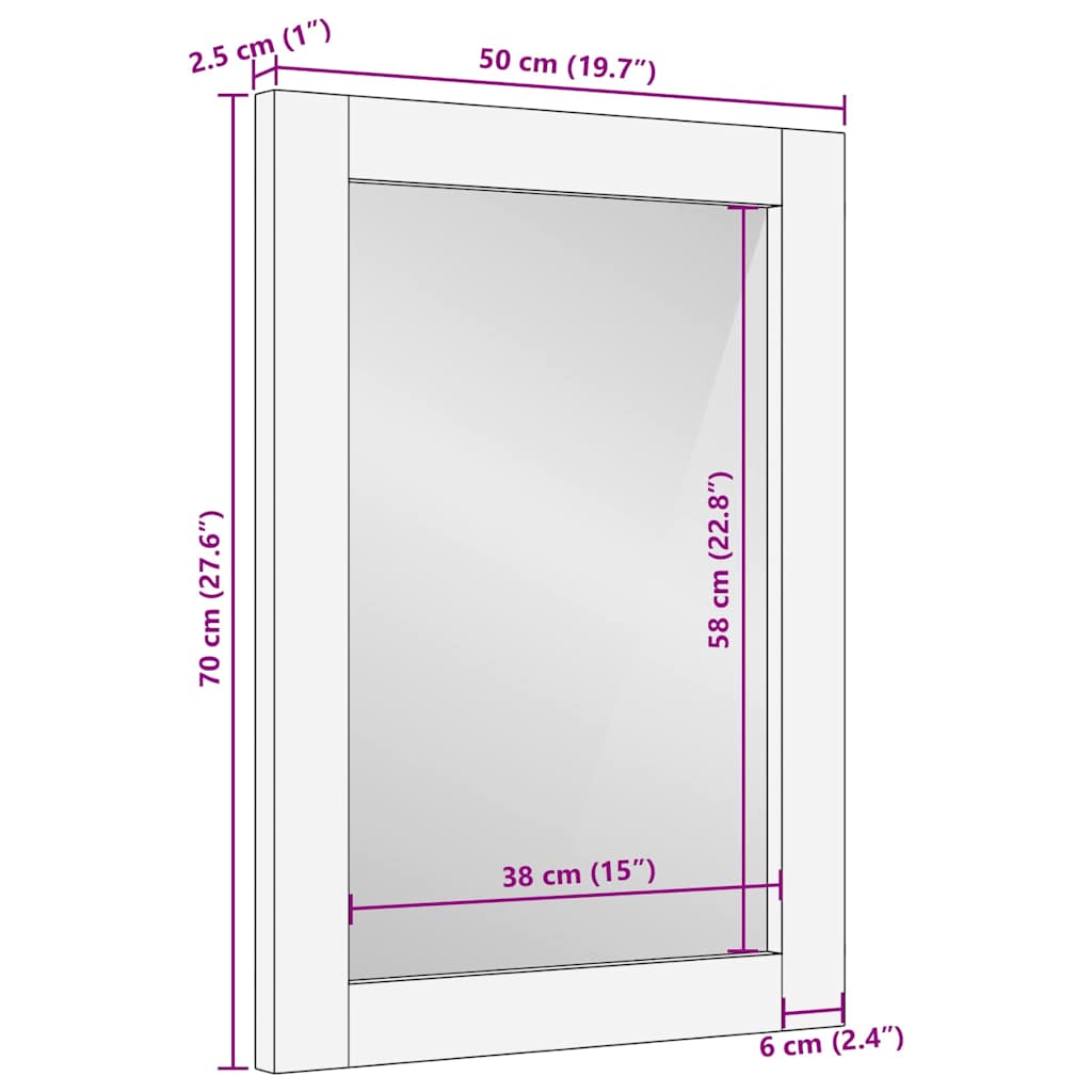 vidaXL Καθρέφτης Ανοιχτό καφέ 57 x 70 x 3 εκ Μασίφ ξύλο μάνγκο