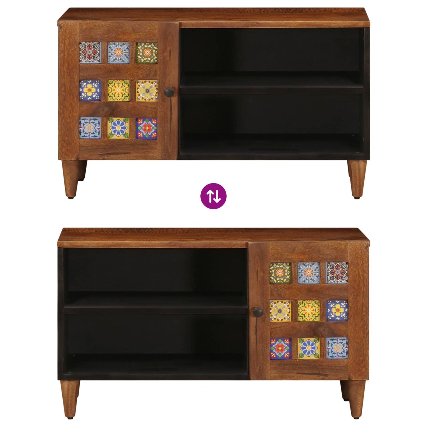 vidaXL Ντουλάπι TV με πόρτα Καρυδιά 80 x 33 x 46 εκ Στερεό ξύλο μάνγκο
