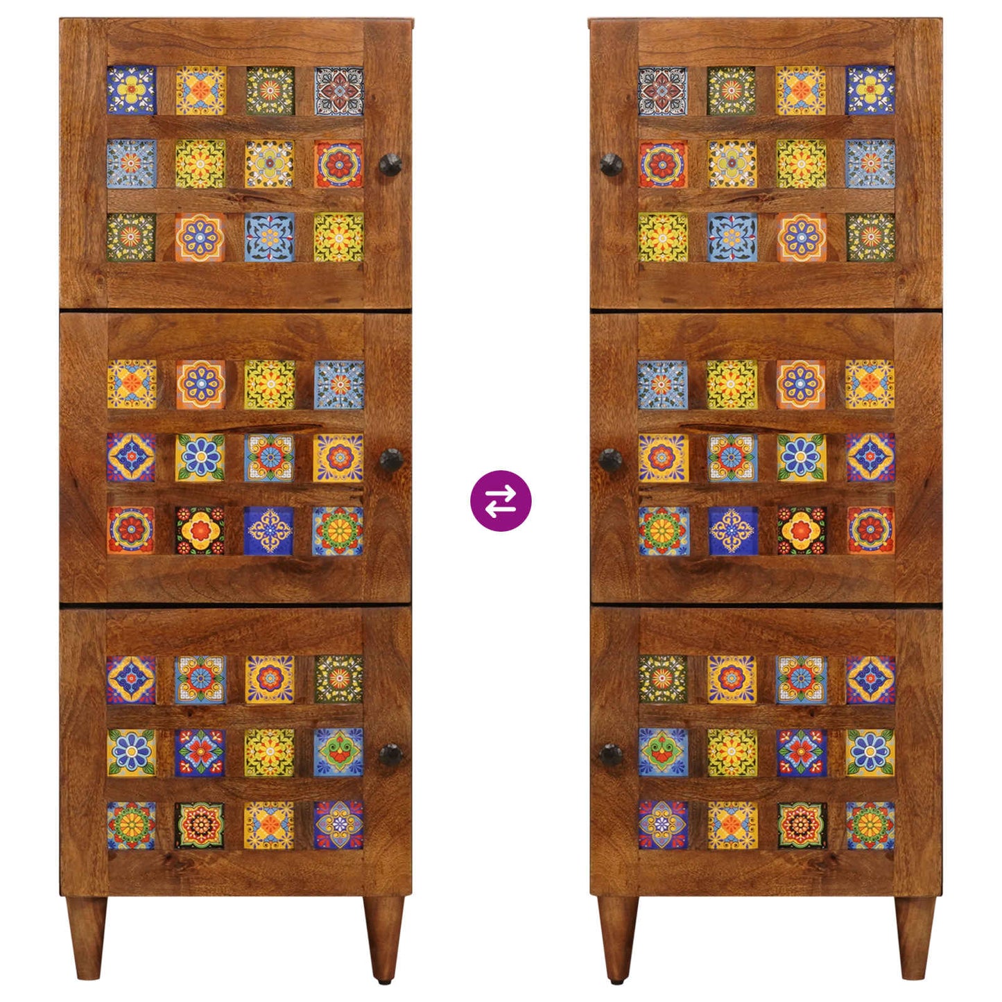 vidaXL Highboard με πόρτα Καρυδιά 40 x 33 x 110 εκ Στερεό ξύλο μάνγκο