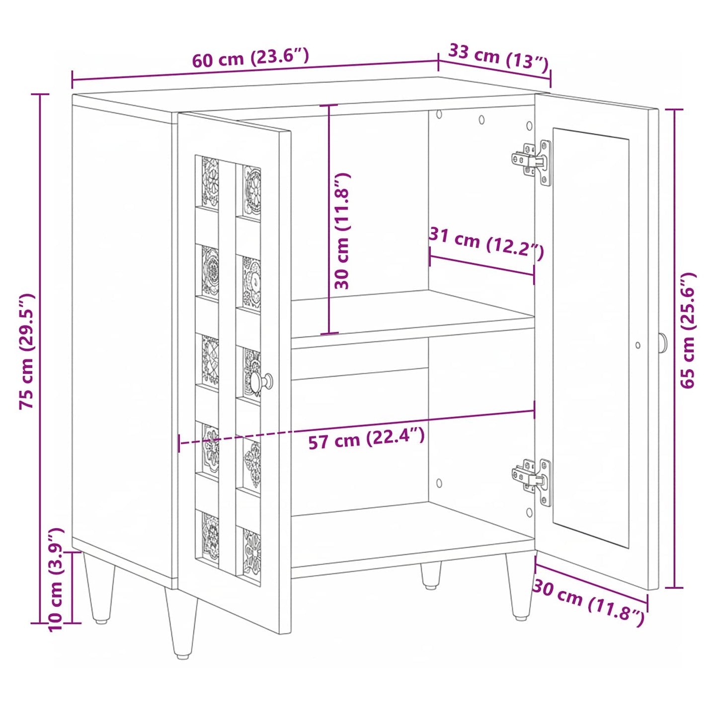 vidaXL Πλαϊνό γραφείο Φυσικό 60 x 33 x 75 cm Στερεό ξύλο μάνγκο