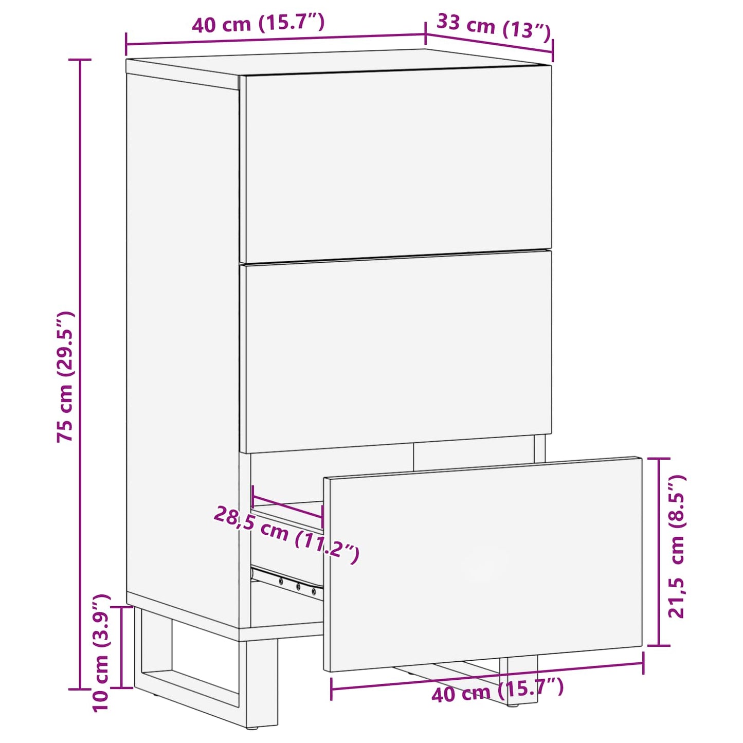 vidaXL Βοηθητικό ντουλάπι Καφέ 40 x 33 x 75 εκ. Στερεό ξύλο μάνγκο