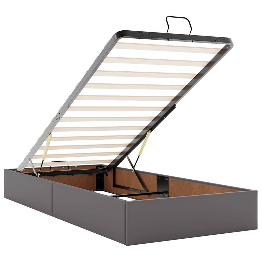 vidaXL Οθωμανικό κρεβάτι με στρώμα Γκρι 80x200cm Faux Leather