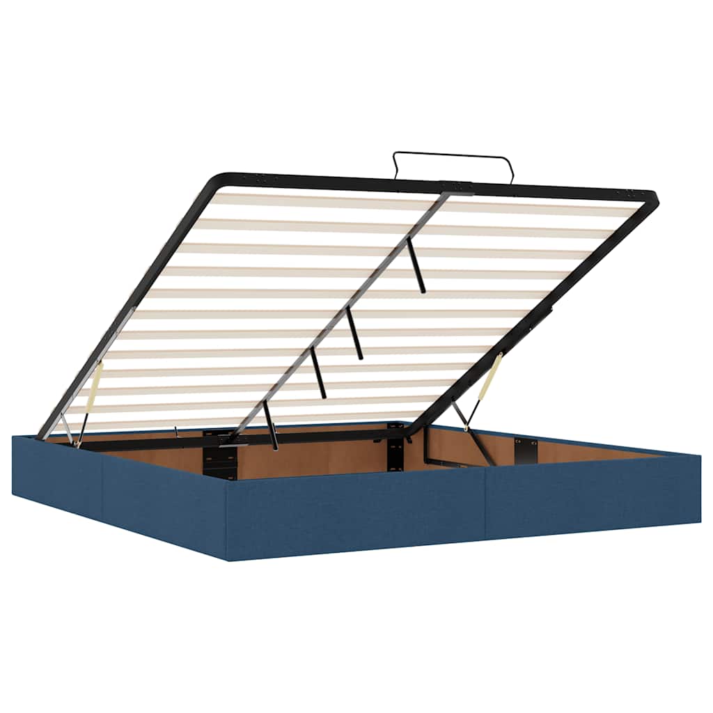 vidaXL Οθωμανικό κρεβάτι με στρώμα μπλε 180x200cm ύφασμα