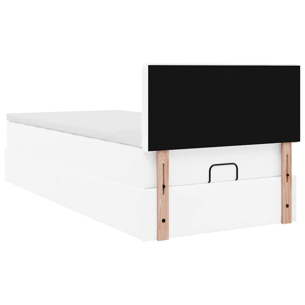 vidaXL Οθωμανικό κρεβάτι με στρώμα Λευκό 90x190cm Faux Leather