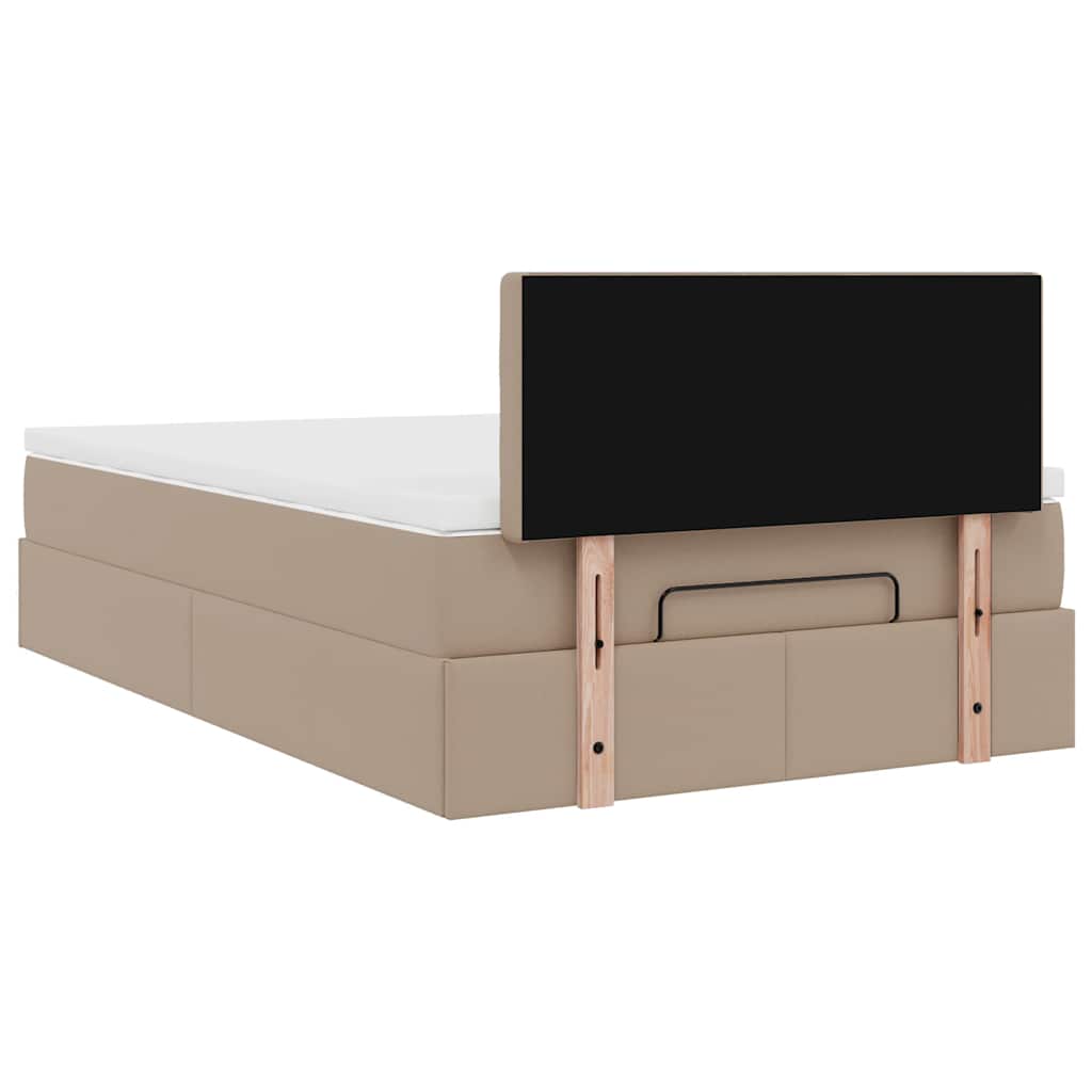 vidaXL Οθωμανικό κρεβάτι με στρώμα Cappucino 120x190cm Faux Leather