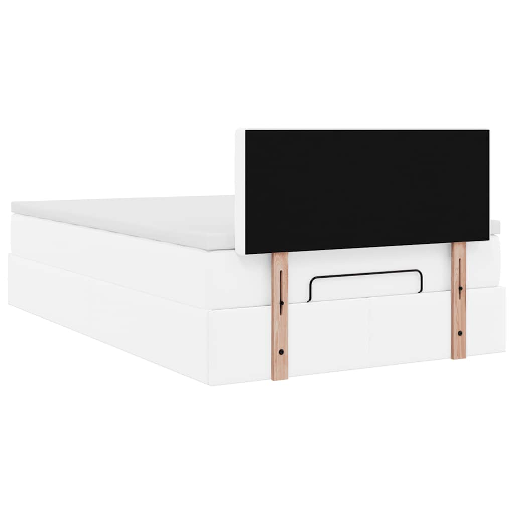 vidaXL Οθωμανικό κρεβάτι με στρώμα Λευκό 120x200cm Faux Leather