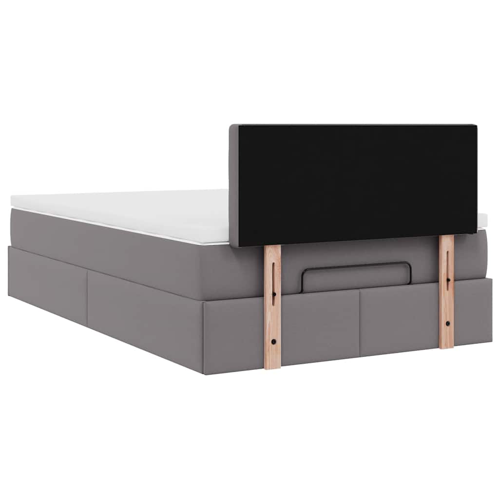 vidaXL Οθωμανικό κρεβάτι με στρώμα Γκρι 120x200cm Faux Leather