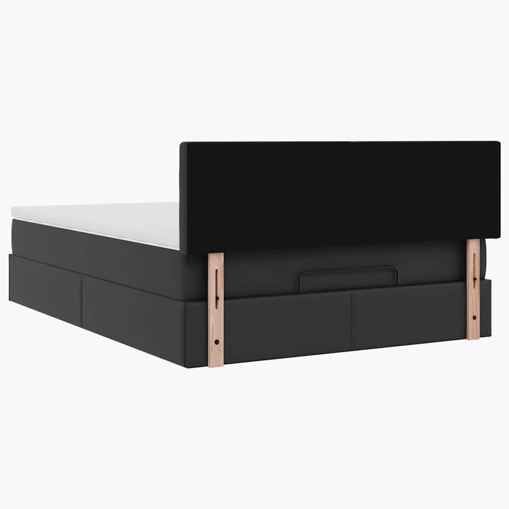 vidaXL Οθωμανικό κρεβάτι με στρώμα Μαύρο 140x200cm Faux Leather