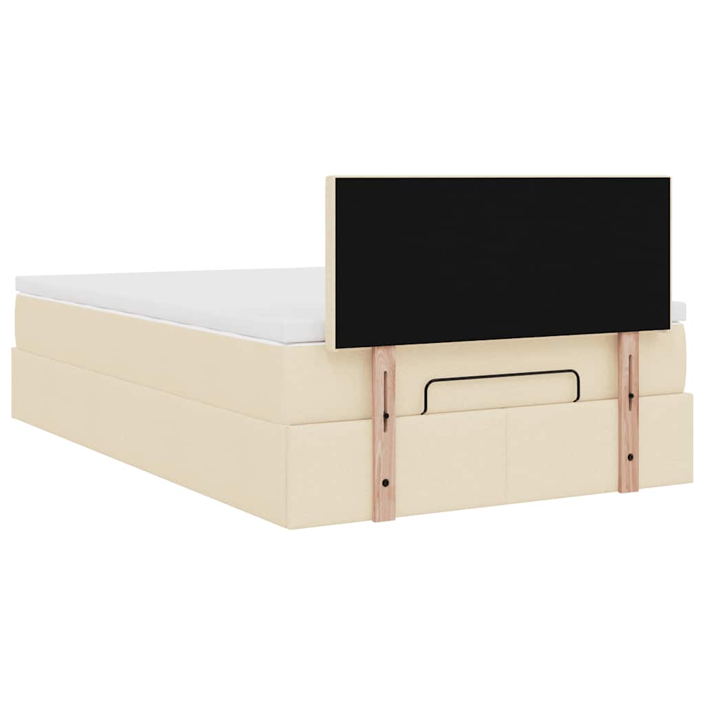 vidaXL Οθωμανικό κρεβάτι με στρώμα Cream 120x200cm ύφασμα