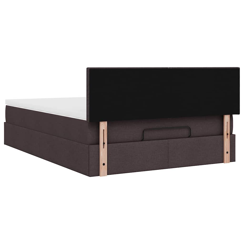 vidaXL Οθωμανικό κρεβάτι με στρώμα Σκούρο καφέ 140x200cm ύφασμα