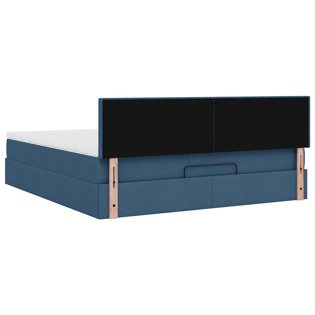 vidaXL Οθωμανικό κρεβάτι με στρώμα μπλε 180x200cm ύφασμα
