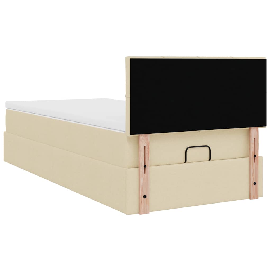 vidaXL Οθωμανικό κρεβάτι με στρώμα Cream 80x200cm ύφασμα