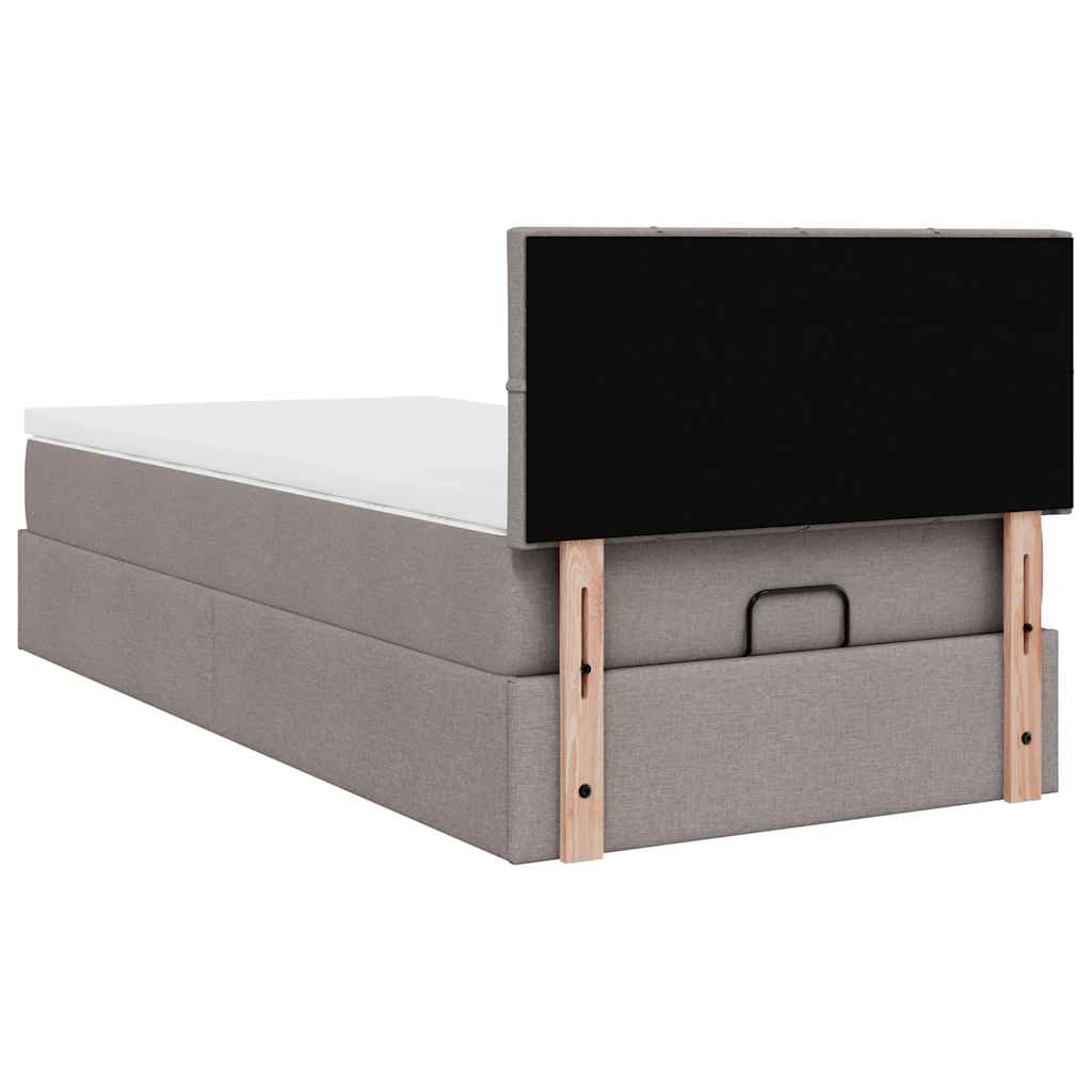 vidaXL Οθωμανικό κρεβάτι με στρώμα Taupe 90x190cm ύφασμα