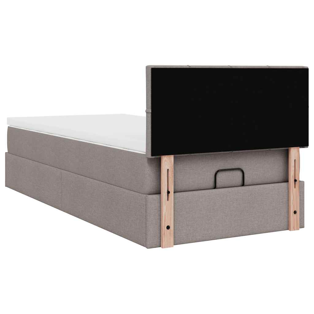vidaXL Οθωμανικό κρεβάτι με στρώμα Taupe 90x200cm ύφασμα