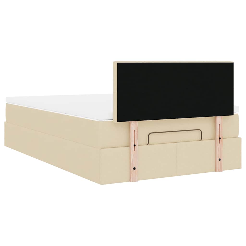 vidaXL Οθωμανικό κρεβάτι με στρώμα Cream 120x200cm ύφασμα