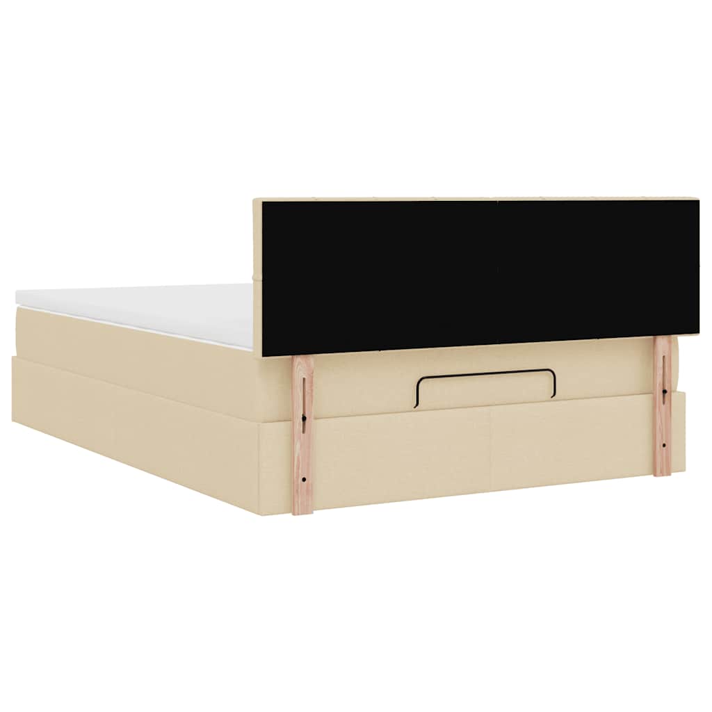 vidaXL Οθωμανικό κρεβάτι με στρώμα Cream 140x200cm ύφασμα