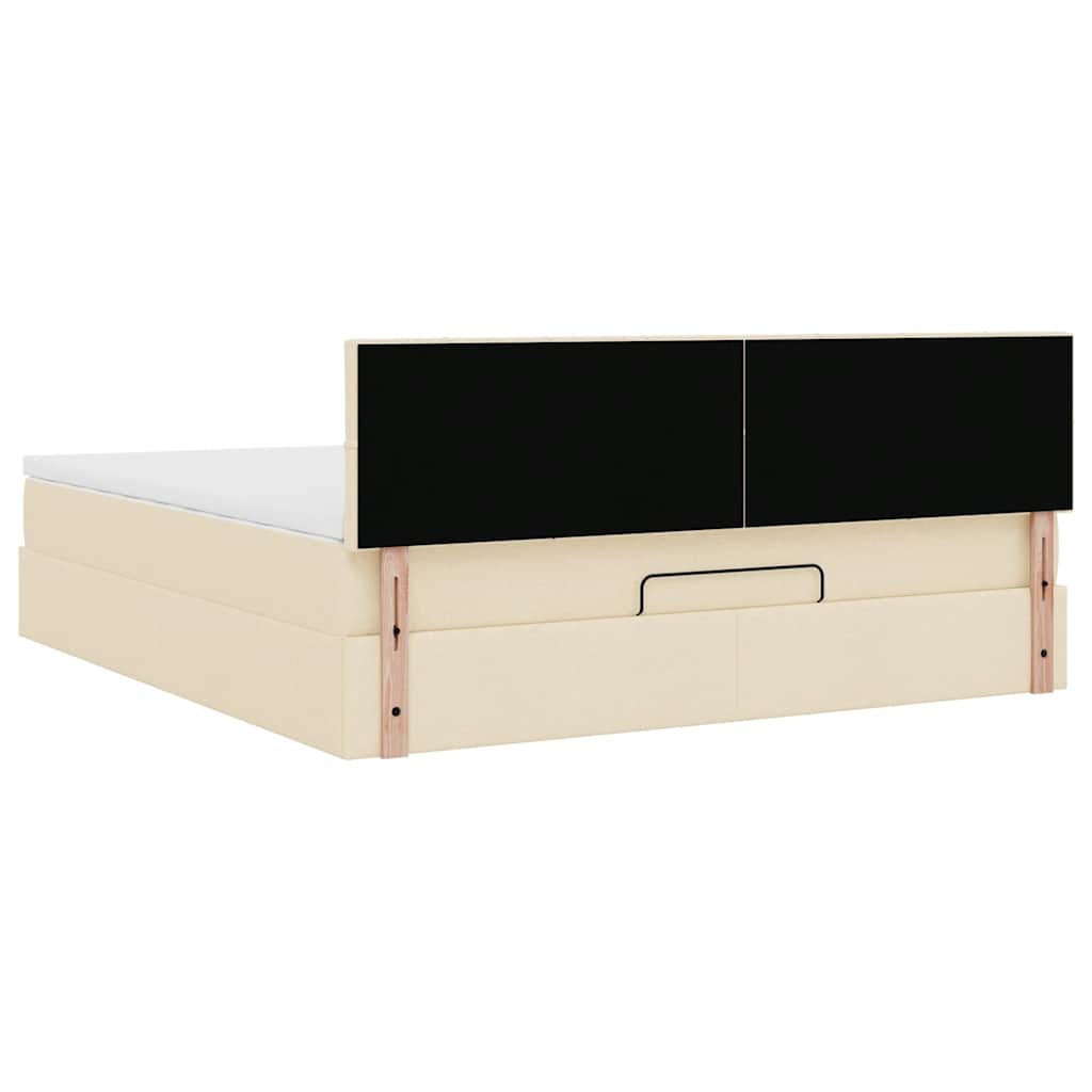 vidaXL Οθωμανικό κρεβάτι με στρώμα Cream 180x200cm ύφασμα