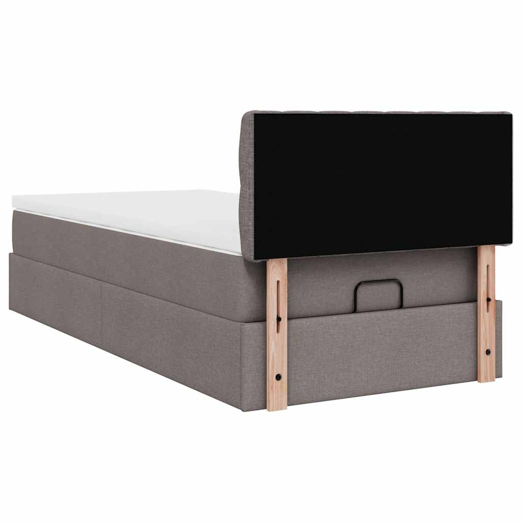 vidaXL Οθωμανικό κρεβάτι με στρώμα Taupe 90x190cm ύφασμα