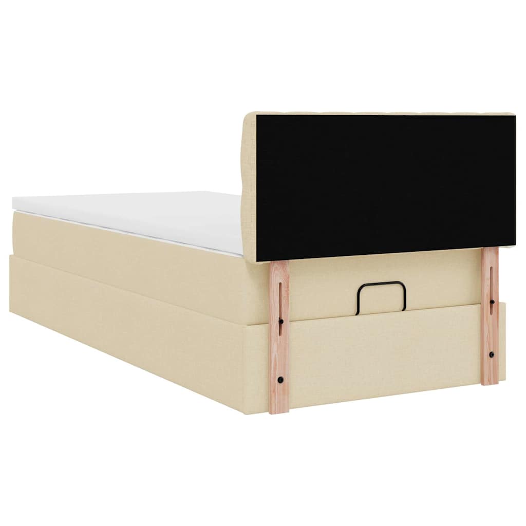 vidaXL Οθωμανικό κρεβάτι με στρώμα Cream 100x200cm ύφασμα