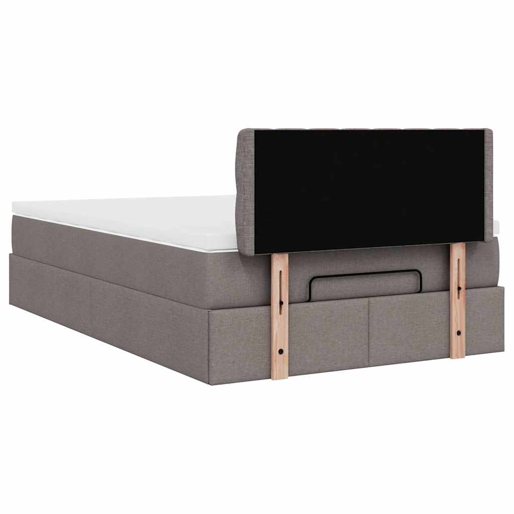 vidaXL Οθωμανικό κρεβάτι με στρώμα Taupe 120x200cm ύφασμα
