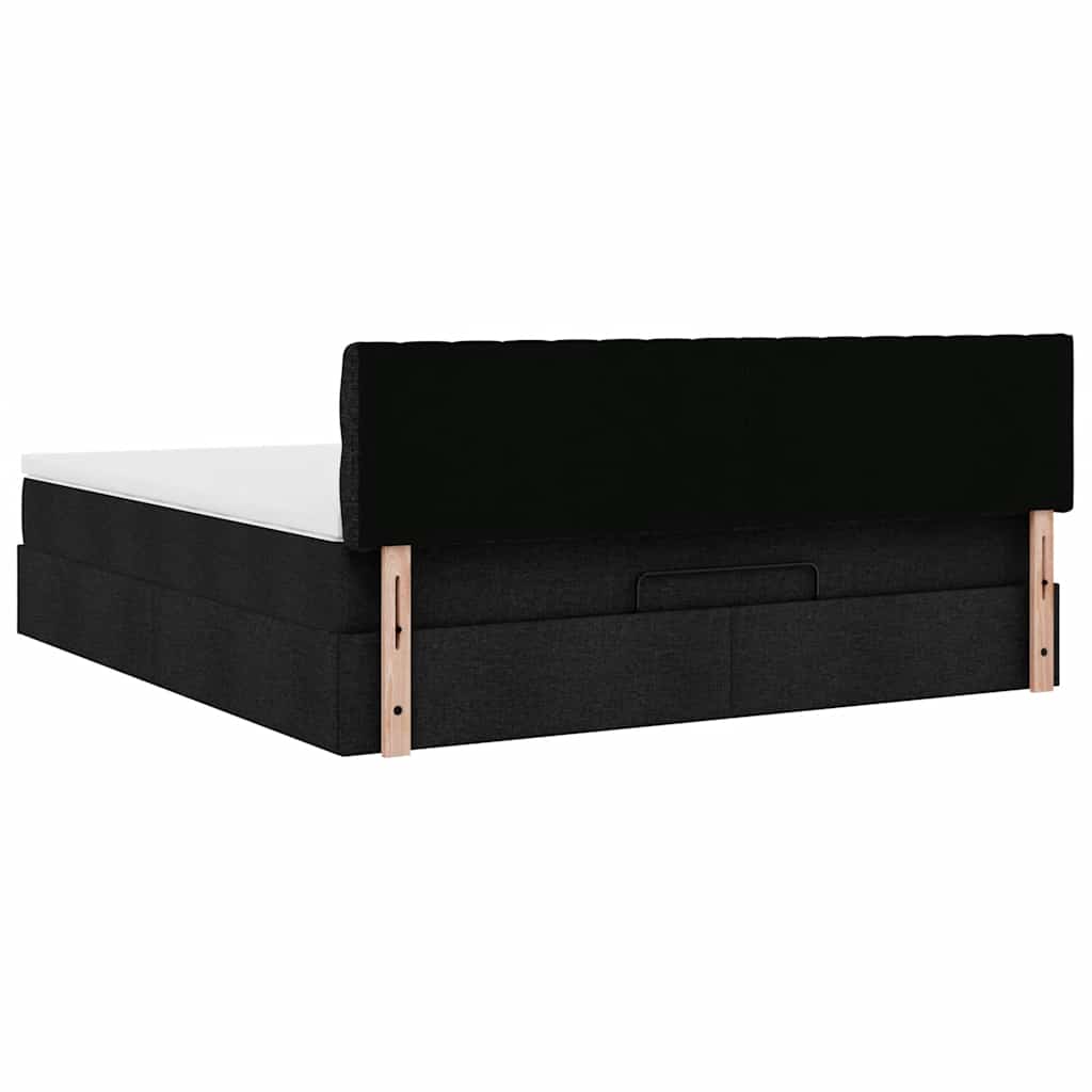 vidaXL Οθωμανικό κρεβάτι με στρώμα Μαύρο 180x200cm Ύφασμα