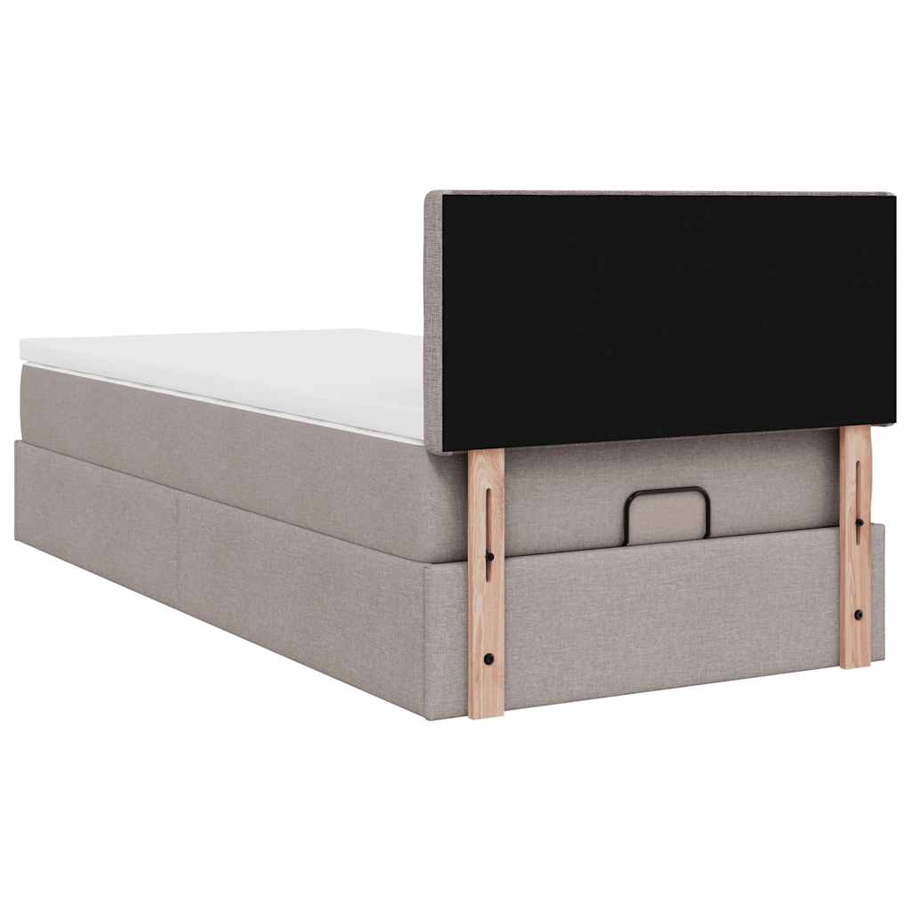 vidaXL Οθωμανικό κρεβάτι με στρώμα Taupe 90x190cm ύφασμα