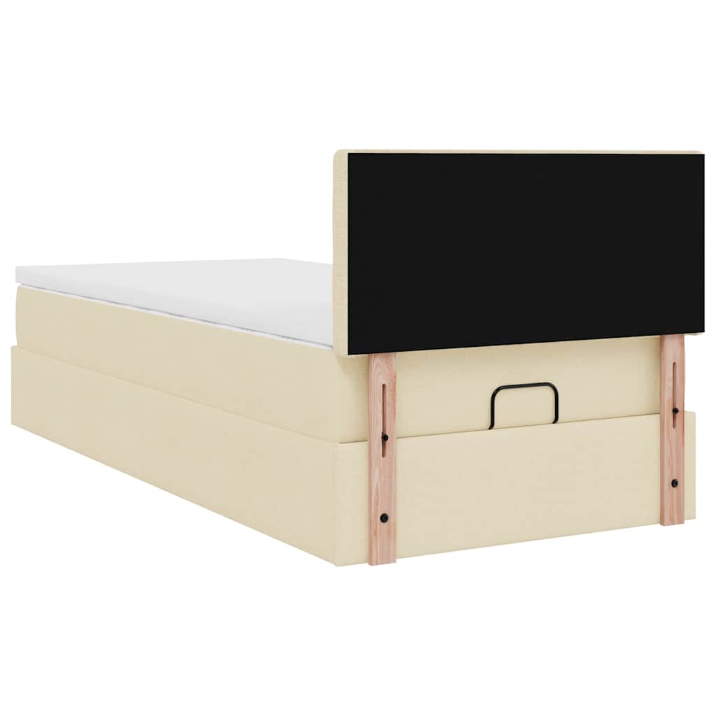 vidaXL Οθωμανικό κρεβάτι με στρώμα Cream 100x200cm ύφασμα