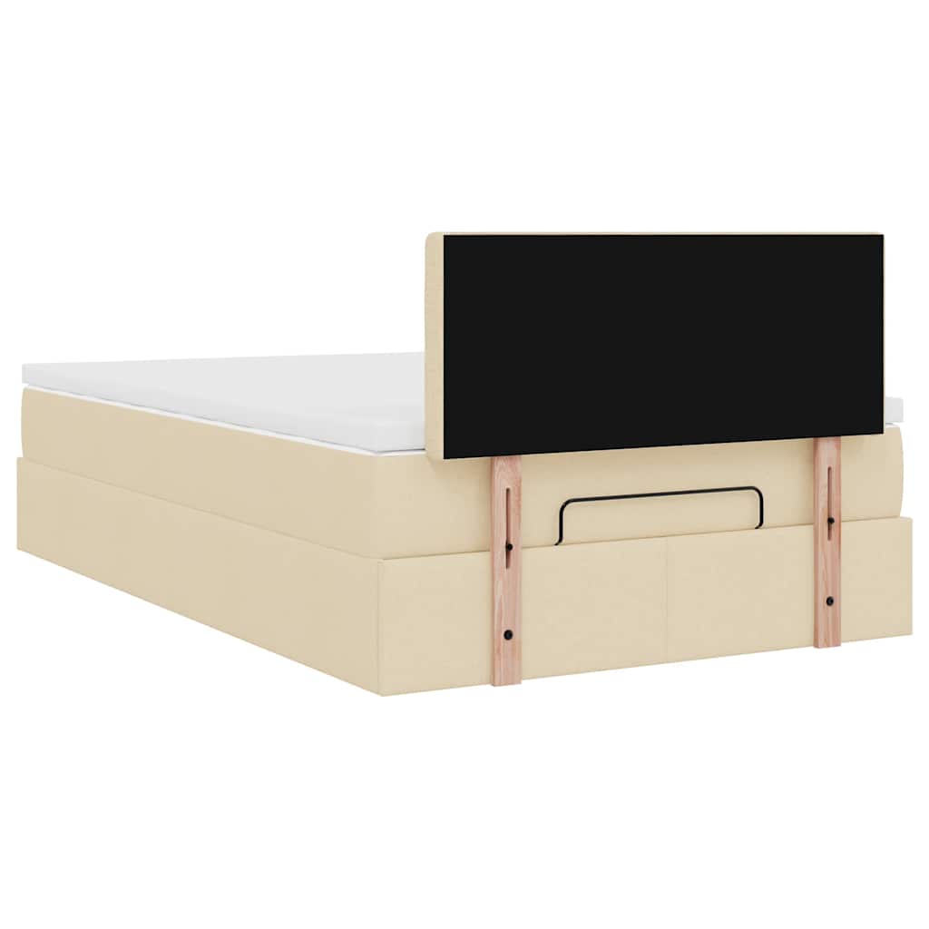 vidaXL Οθωμανικό κρεβάτι με στρώμα Cream 120x200cm ύφασμα