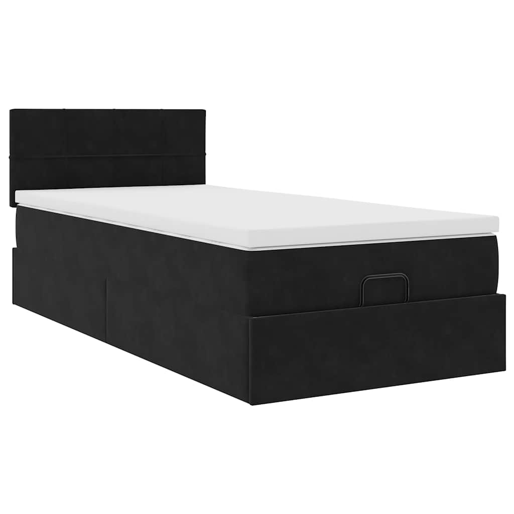 vidaXL Οθωμανικό κρεβάτι με στρώμα Μαύρο 80x200cm Velvet