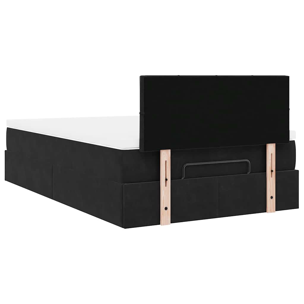 vidaXL Οθωμανικό κρεβάτι με στρώμα Μαύρο 120x190 cm Velvet