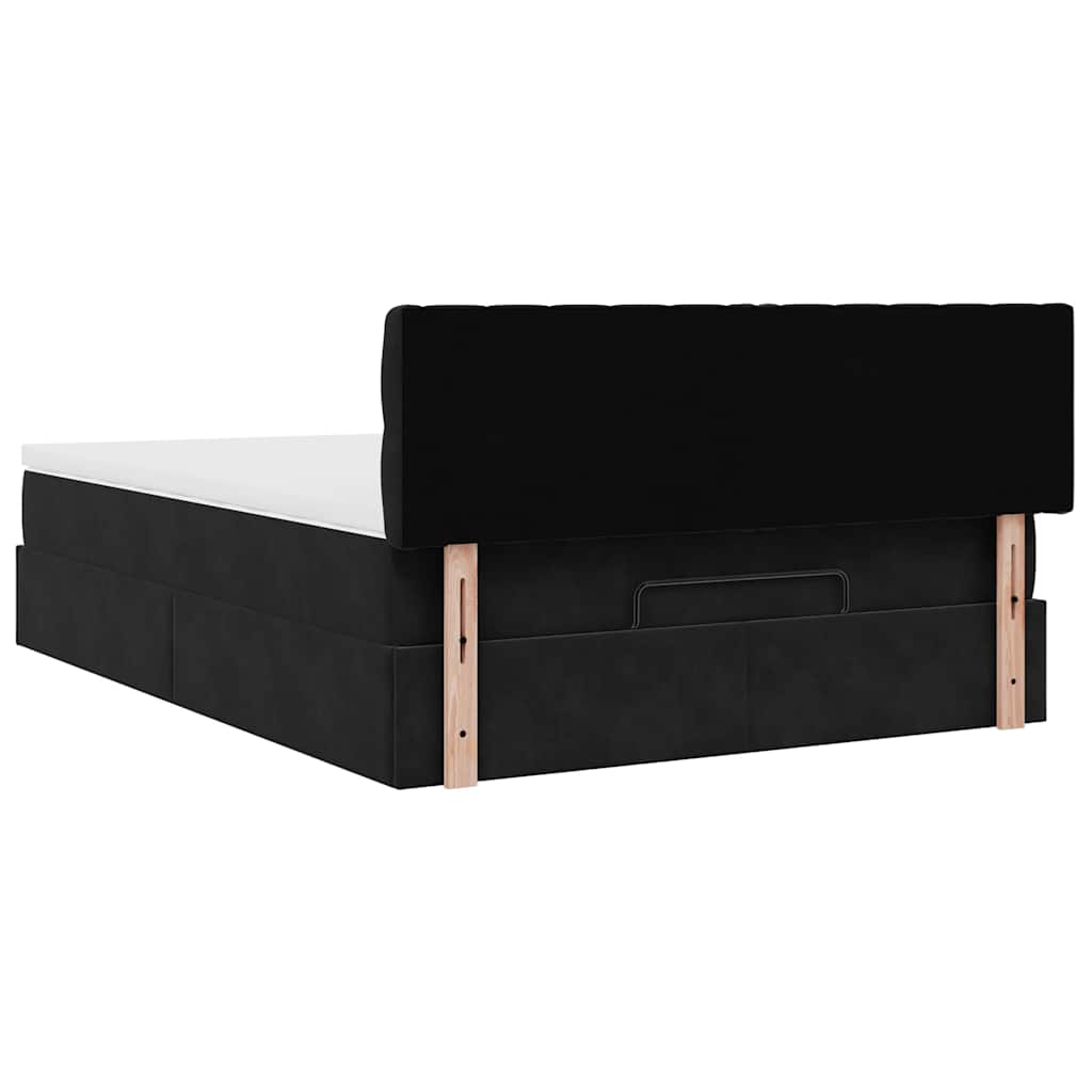 vidaXL Οθωμανικό κρεβάτι με στρώμα Μαύρο 140x190cm Βελούδο