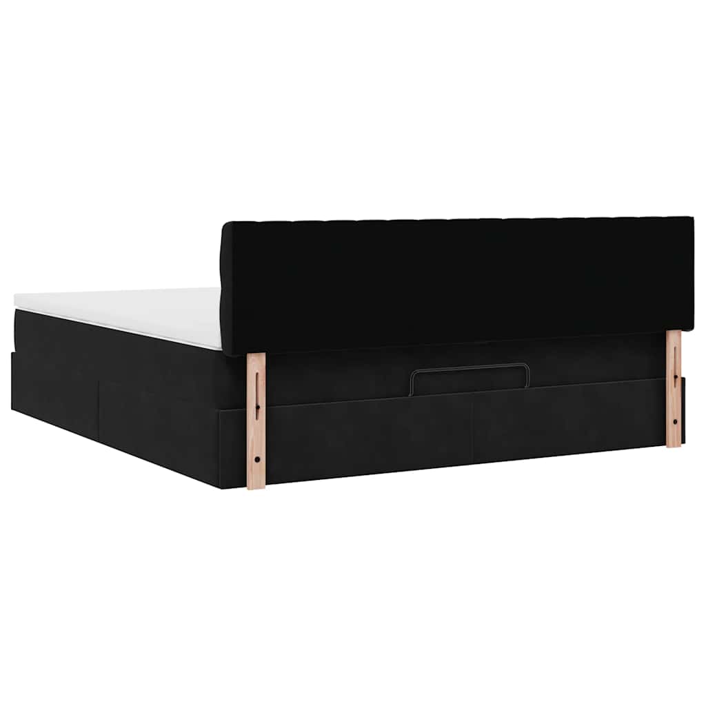 vidaXL Οθωμανικό κρεβάτι με στρώμα Μαύρο 180x200cm Velvet