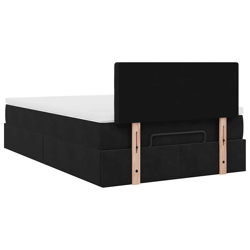 vidaXL Οθωμανικό κρεβάτι με στρώμα Μαύρο 120x190 cm Velvet