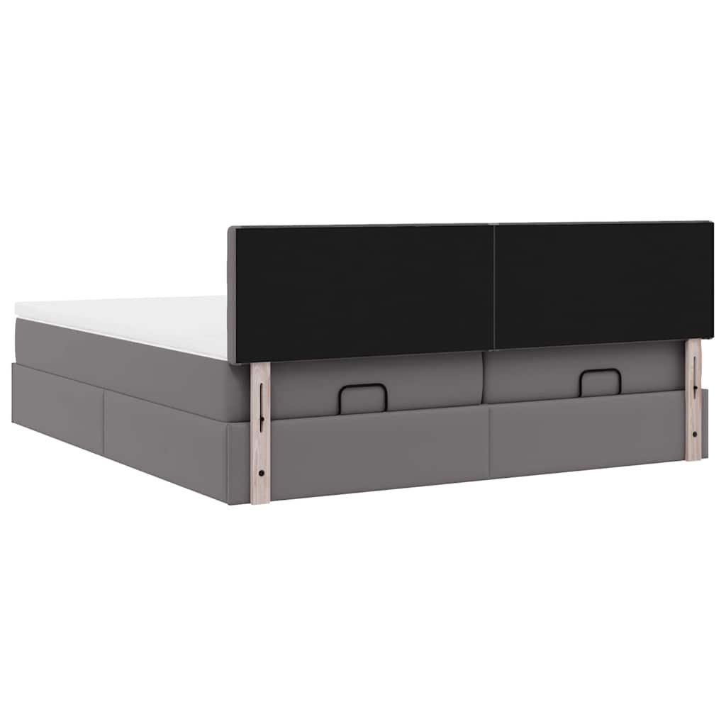 vidaXL Οθωμανικό Κρεβάτι με Στρώματα Γκρι 180x200cm Faux Leather
