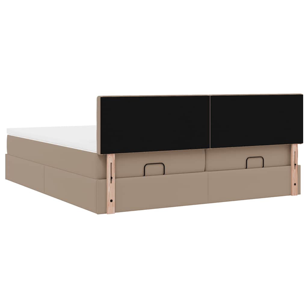 vidaXL Οθωμανικό κρεβάτι με στρώματα Cappucino 180x200cm Faux Leather