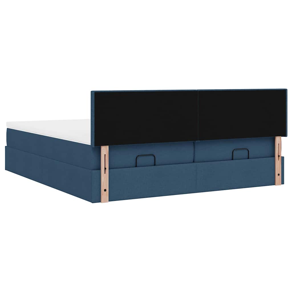 vidaXL Οθωμανικό κρεβάτι με στρώματα μπλε 160x200cm ύφασμα