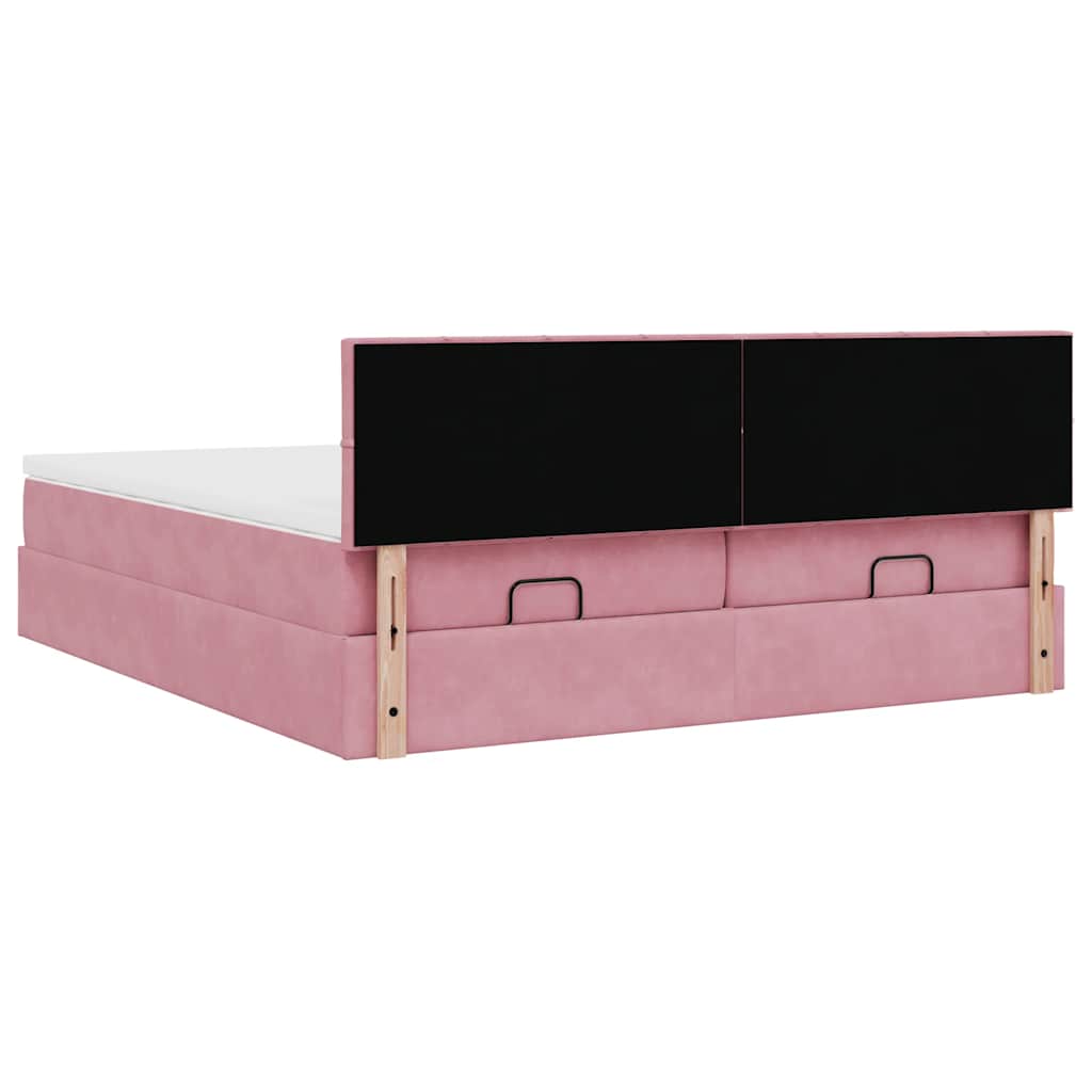 vidaXL Οθωμανικό κρεβάτι με στρώματα ροζ 200x200cm Velvet